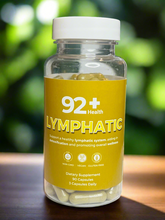 Load image into Gallery viewer, 92+ Lymphatic Cleanse dietary supplement bottle with 90 vegan capsules for lymphatic system support and detoxification