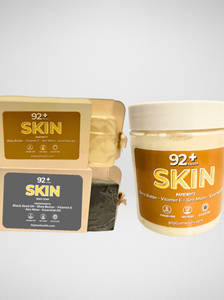 92+ Skin Bundle - Sea Moss, Vitamin E, Essential Oils, Blackseed oil, Sea Butter, Mango Butter. A thick rich sea moss lotion and soap that helps with dry skin and eczema. 92+ Health, Everything Sea Moss.  The #1 Sea Moss provider in Los Angeles.