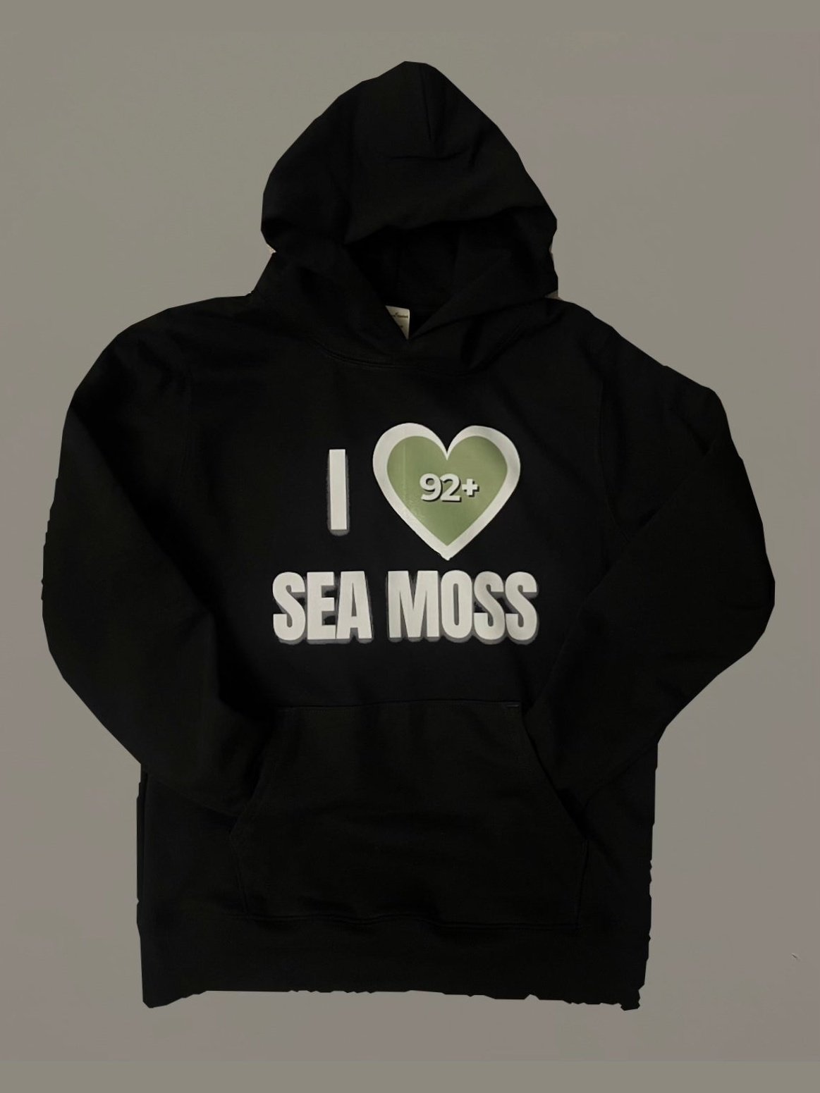 I Love Sea Moss - Hoodie
I 💚 Sea Moss Hoodie 
HEAVY WEIGHT FLEECE PULLOVER HOODIE ADULT
Available in:  Black


PRODUCT DETAIL: 100% Cotton
9 oz, kangaroo style with double needled top stitApparel92+ HealthLove Sea Moss - HoodieKLM